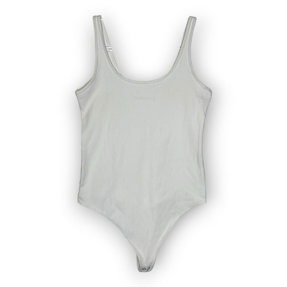 Abercrombie & Fitch White Ribbed Tank Top One Piece Snap Bodysuit Women’s Medium
